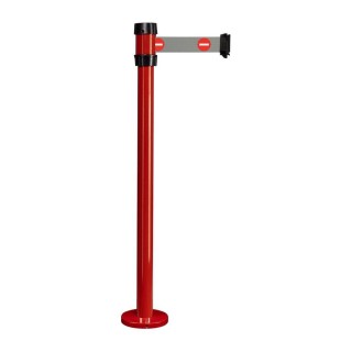 Poteau de guidage Viso RSF2 rouge à fixer - sangle grise + logo "Entrée interdite" - 2 m