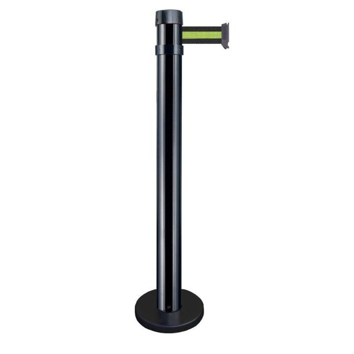 Poteau de guidage Viso RSF4 noir à fixer - sangle noire-jaune-noire - 4 m