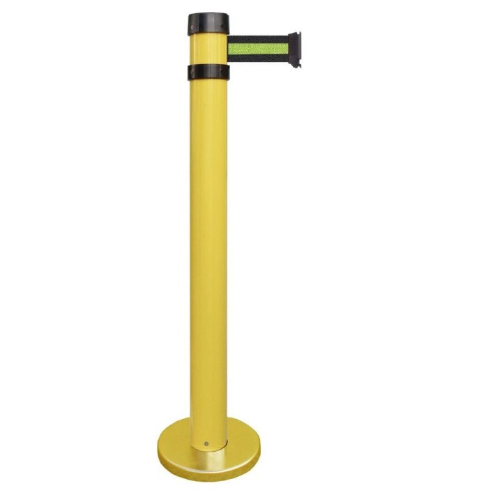 Poteau de guidage Viso RSF4 jaune à fixer - sangle noire-jaune-noire - 4 m