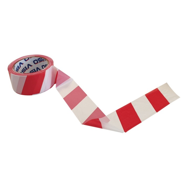 Lot de 12 rubans non adhésifs Viso RSNA - 100 m x 50 mm - rouge-blanc