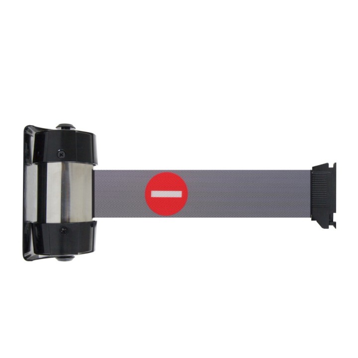 Enrouleur mural Viso RW40 - sangle premium grise + logo "Entrée interdite" - 4 m