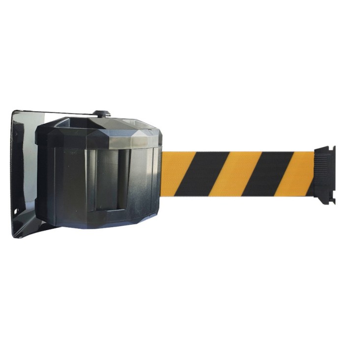 Enrouleur mural extérieur Viso RWX1050 sangle noire-jaune - 10 m x 50 mm