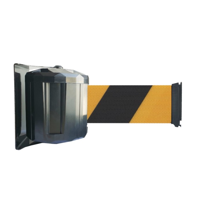 Enrouleur mural extérieur Viso RWX1100 sangle noire-jaune - 10 m x 100 mm