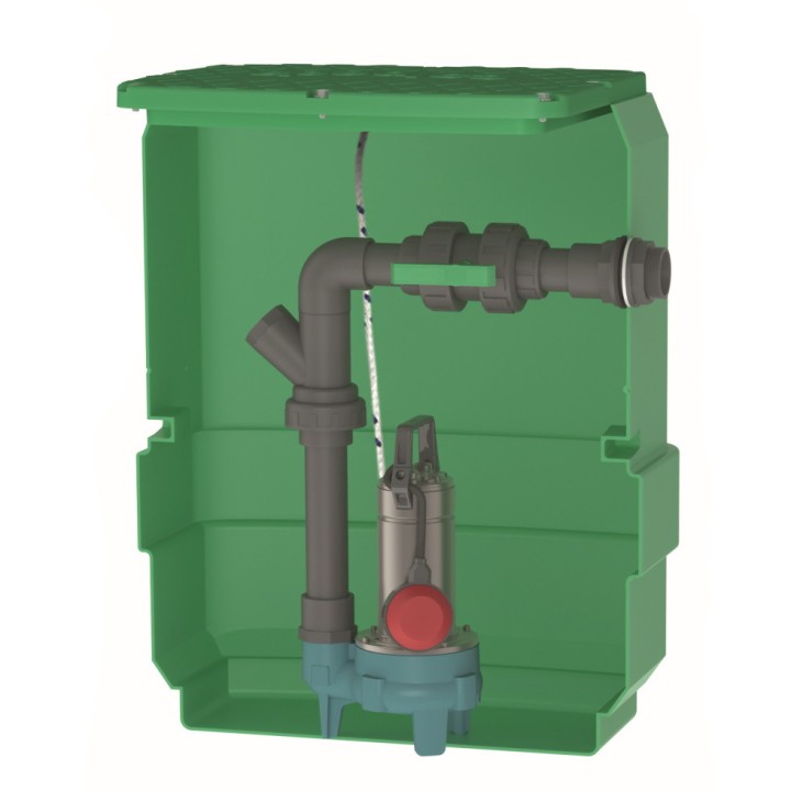 Poste de relevage pour eaux chargées CAL170 Calpeda, avec pompe GQSM 40-9 Mono