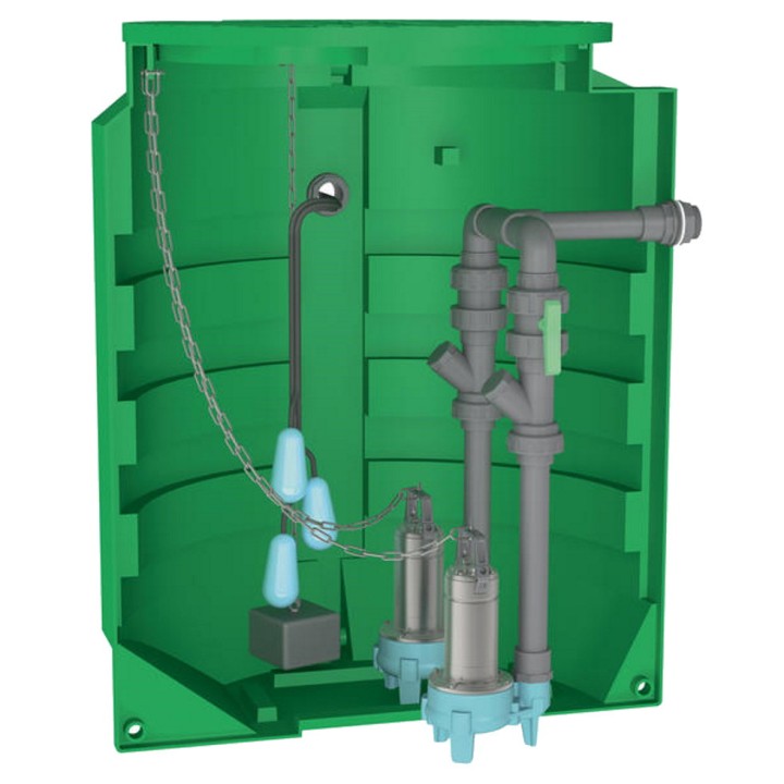 Poste de relevage pour eaux chargées CALIDOUBLE Calpeda, avec pompe GQSM 40-9 FB Mono