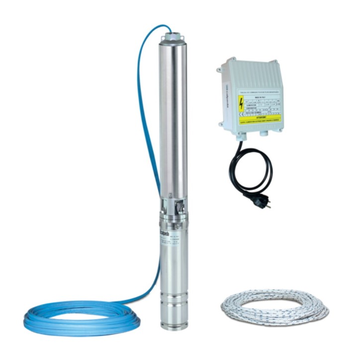 Pompe 4SDPM 3-11 E30 CO Mono Calpeda, 4" immergée inox pour forages, avec coffret de démarrage