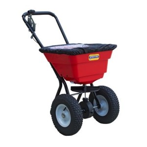 Epandeur à sel et à engrais Perrin 29 litres avec roues gonflées et protection