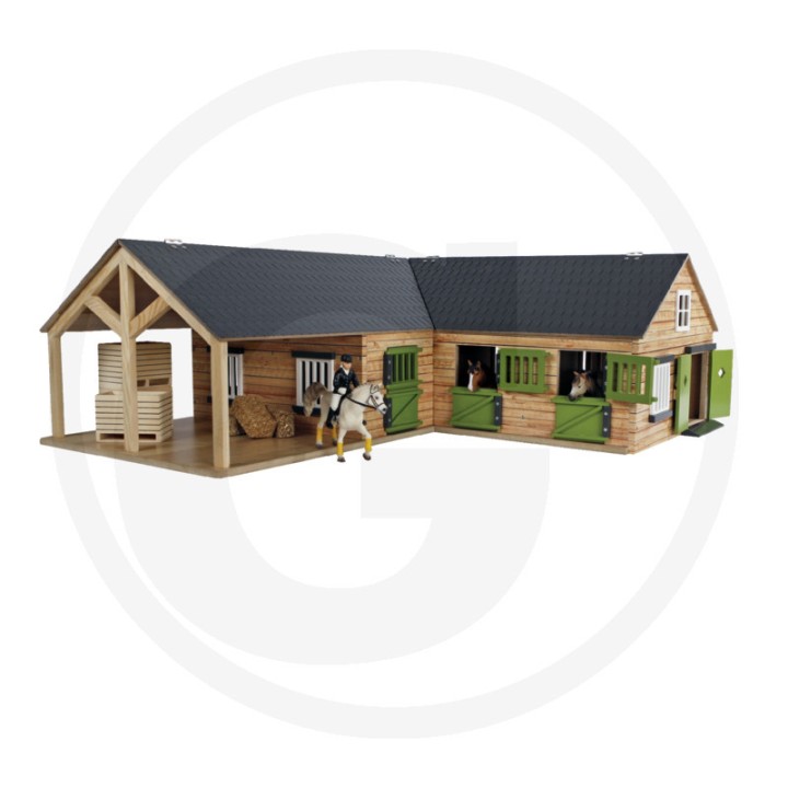 Écurie pour chevaux avec 4 boxes et box de lavage noir Kids Globe