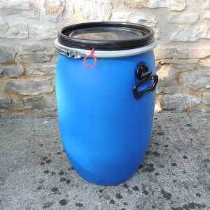 Fût plastique alimentaire bleu à ouverture totale - Homologués UN
