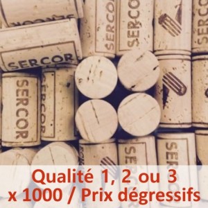 Bouchon de liège Qualité 1, 2 ou 3 - 100% Naturel, 45 x 24 mm, sac de 1000