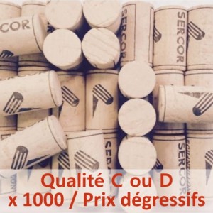 Bouchon de liège colmaté Qualité C ou D - 45 x 24 mm, sac de 1000