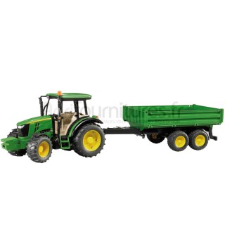 Tracteur avec remorque à ridelles John Deere 5115M Bruder