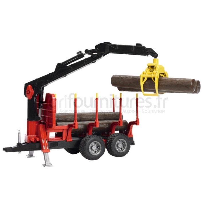 Porteur avec chargeur, grappin et 4 grumes Bruder