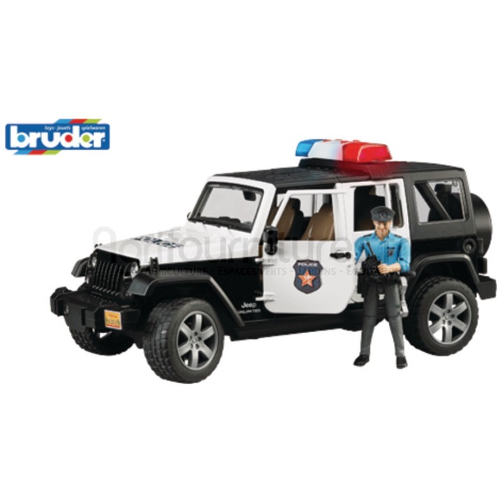 Véhicule de police avec son et lumière et un policier Jeep Wrangler Unlimited Rubicon Bruder