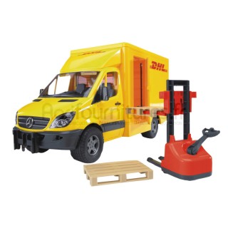 Camion avec chariot-élévateur et 2 palettes MB Sprinter DHL Bruder