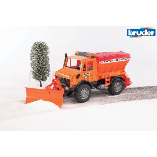 Service voirie et lame de déneigement MB Unimog Bruder