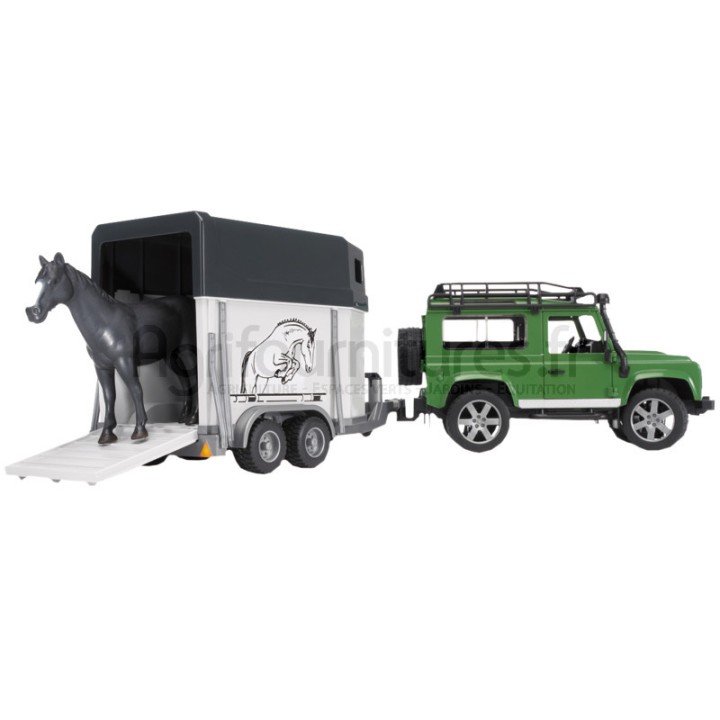 Wagon avec van 1 cheval Land Rover Defender Station Bruder