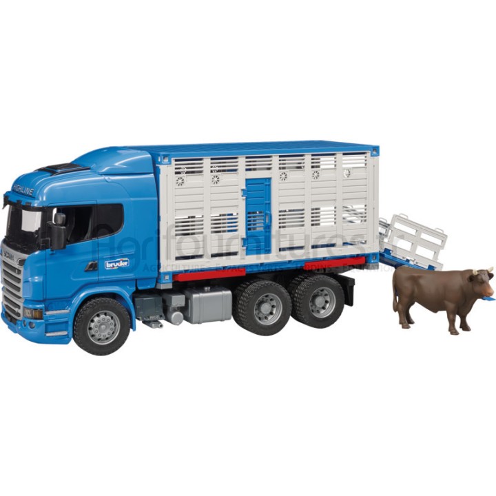 Camion bétaillère avec 1 boeuf Scania série R Bruder