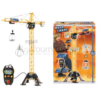 Méga grue, avec télécommande, cabine ouverte pour une figurine, chariot, orientable sur 350°, haut. 120 cm Dickie