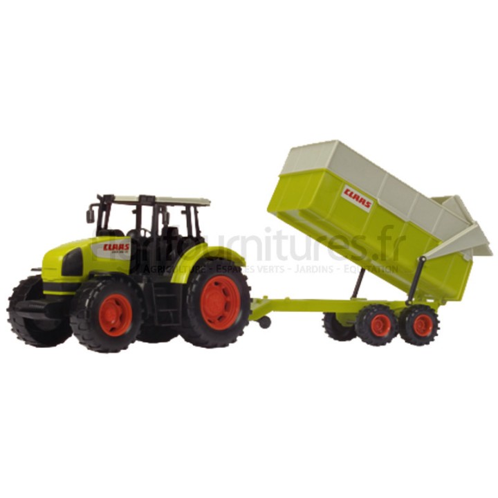 Tracteur à benne basculante, pièces mobiles, 57 cm, roue libre, vert/beige/rouge Claas Ares Dickie