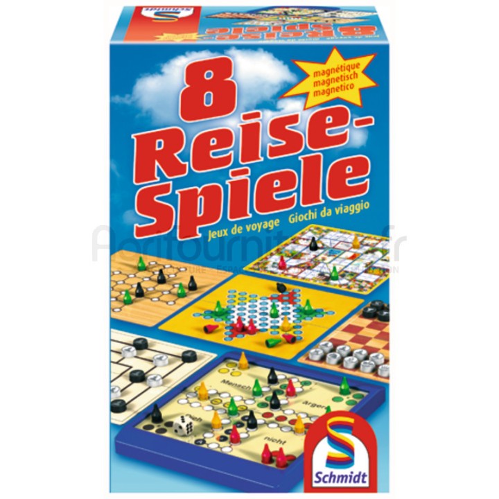 8 jeux de voyage, à partir de 6 ans, 1 à 4 joueurs Schmidt