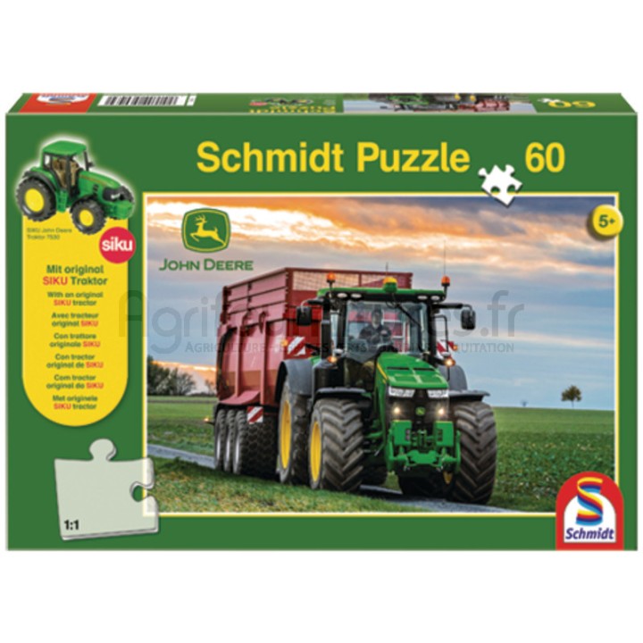 Puzzle tracteur original SIKU John Deere, 60 pièces à partir de 5 ans Schmidt