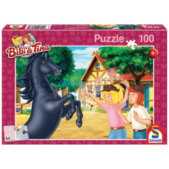 Puzzle Bibi & Tina, l'étalon sauvage, 100 pièces à partir de 6 ans Schmidt