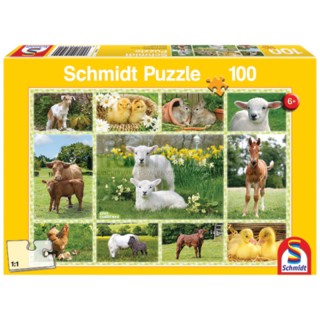 Puzzle jeunes animaux de la ferme, 100 pièces Schmidt