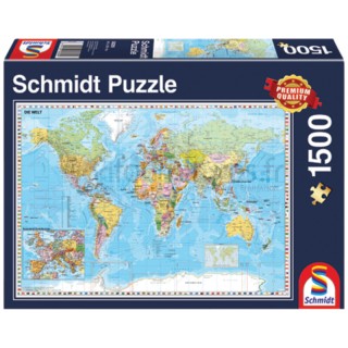 Puzzle Mappemonde, 1500 pièces Schmidt