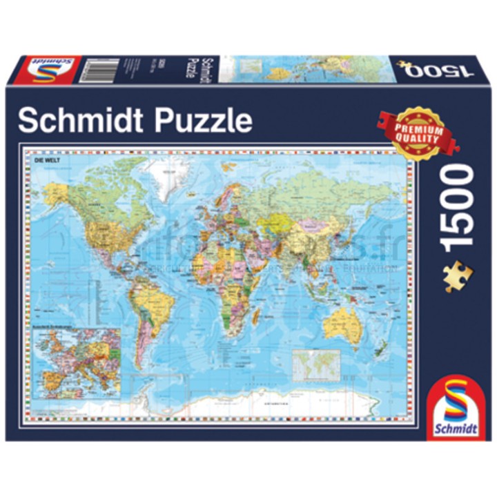 Puzzle Mappemonde, 1500 pièces Schmidt