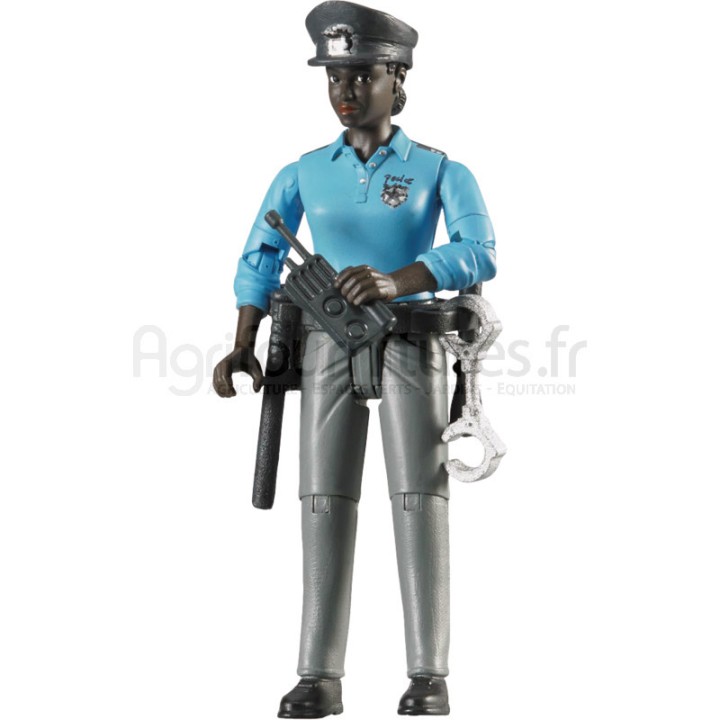 Policière à la peau sombre et accessoires Bruder