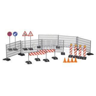 Accessoires de chantier : clôtures, barrières, panneaux de signalisation et cônes Bruder