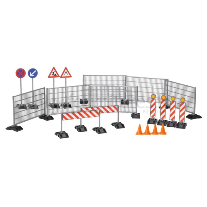 Accessoires de chantier : clôtures, barrières, panneaux de signalisation et cônes Bruder