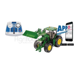 Tracteur avec chargeur frontal, télécommande et application bluetooth John Deere 7310R Siku