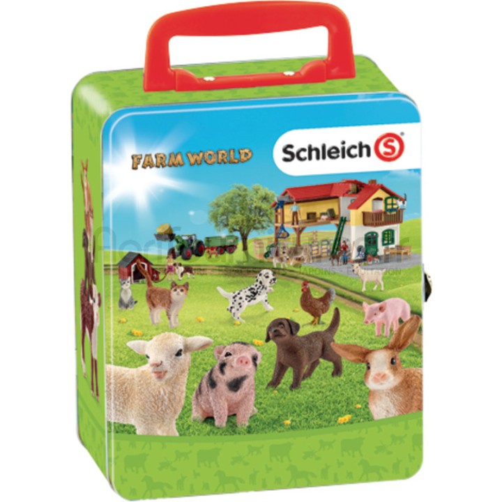 Coffret de collection en métal Farm World - pour 18 bébés animaux Schleich