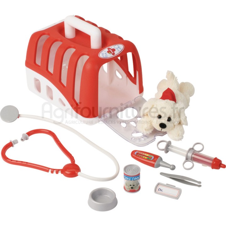 Mallette vétérinaire avec cage de transport et chat en peluche Klein