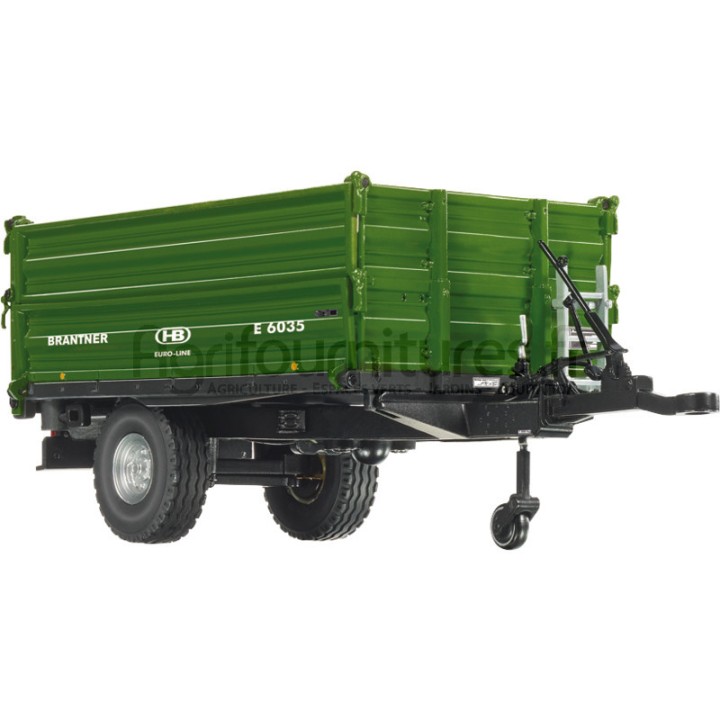Remorque simple essieu avec benne basculante trois côtés Brantner E6035 Wiking
