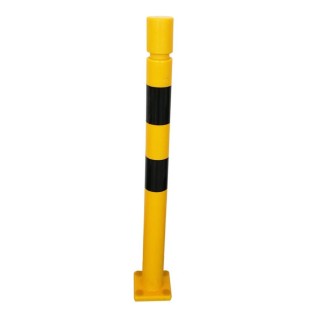 Poteau TPX Viso, mémoire de forme - Avec platine - Noir-jaune -Tête cylindrique Ht 1000 - Ø 80 mm