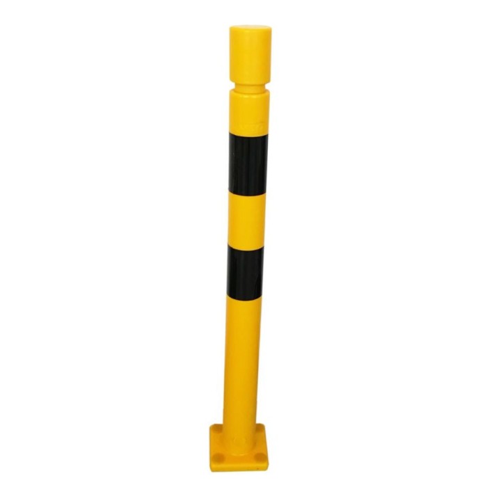 Poteau TPX Viso, mémoire de forme - Avec platine - Noir-jaune -Tête cylindrique Ht 1000 - Ø 80 mm