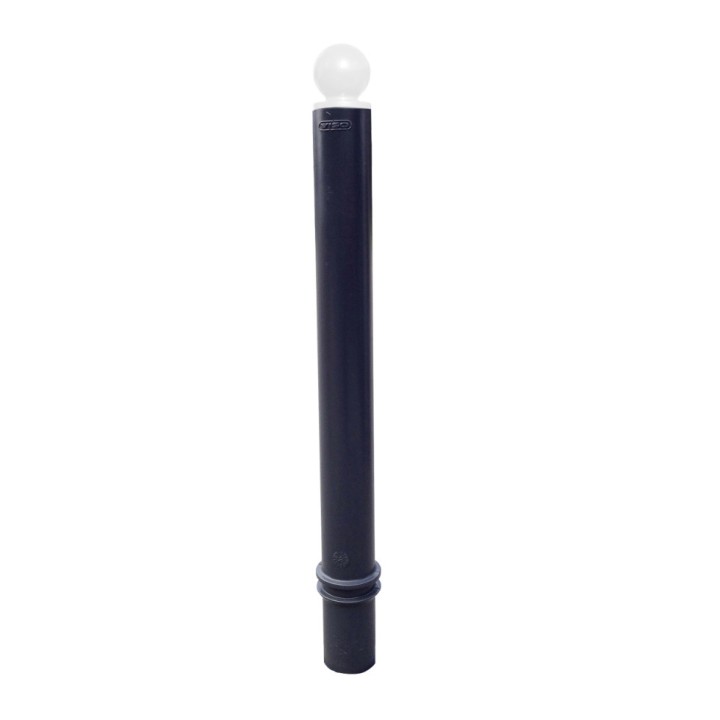 Poteau TPZ Viso, mémoire de forme - A sceller - Noir - Tête boule blanche Ht 1560 - Ø 80 mm