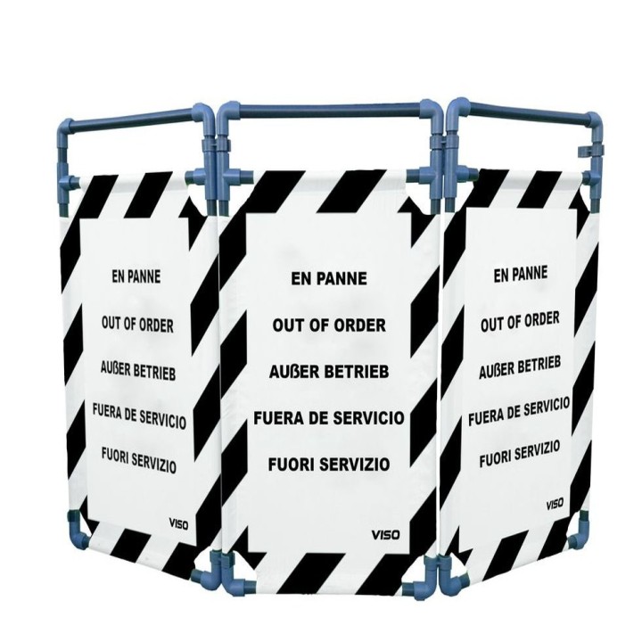 Barrière Travo Viso PVC - 3 vantaux - Logo EN PANNE - Noir L 1700 x H 1000 mm