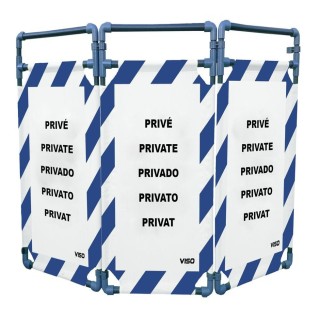 Barrière Travo Viso PVC - 3 vantaux - Logo PRIVÉ - Blanc-Bleu L 1700 x H 1000 mm