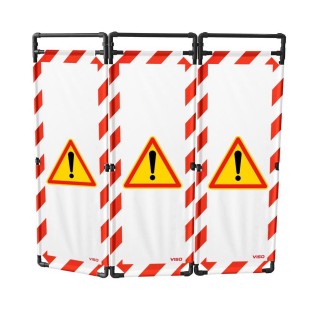 Barrière Travo Viso PVC - 3 vantaux - Logo ATTENTION DANGER - Blanc-Rouge L 1700 x H 1800 mm