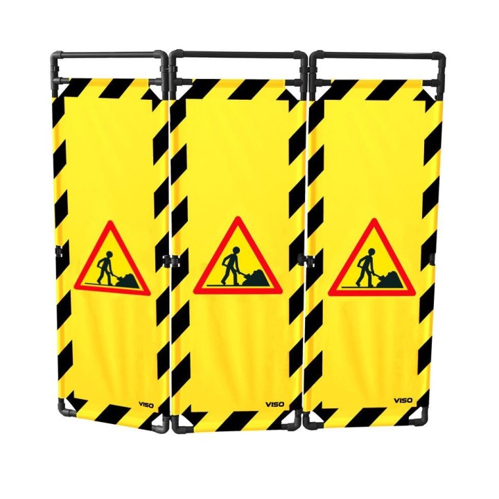 Barrière Travo Viso PVC - 3 vantaux - Logo CHANTIER - Jaune-noir-rouge L 1700 x H 1800 mm