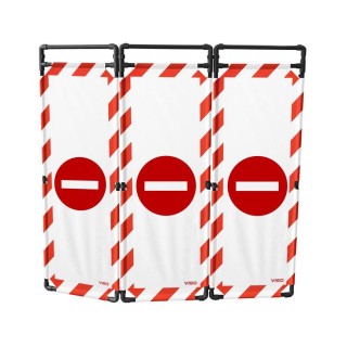 Barrière Travo Viso PVC - 3 vantaux - Logo SENS INTERDIT - Blanc-Rouge L 1700 x H 1800 mm
