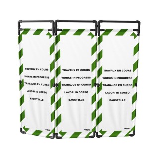 Barrière Travo Viso PVC - 3 vantaux - TRAVAUX EN COURS - Blanc-Vert L 1700 x H 1800 mm