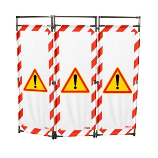 Barrière Travo Viso INOX - 3 vantaux - Logo ATTENTION DANGER - Noir-Jaune L 1700 x H 1800 mm