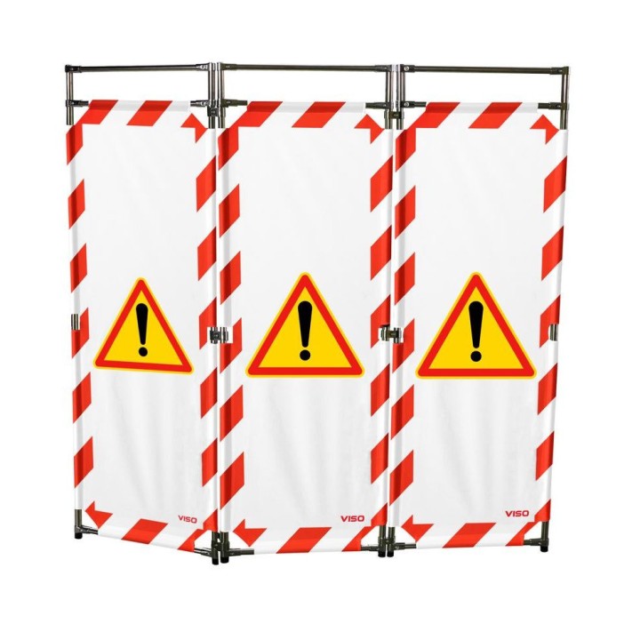 Barrière Travo Viso INOX - 3 vantaux - Logo ATTENTION DANGER - Noir-Jaune L 1700 x H 1800 mm