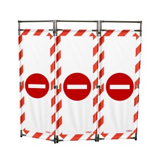Barrière Travo Viso INOX - 3 vantaux - Logo SENS INTERDIT - Rouge L 1700 x H 1800 mm