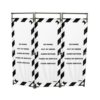 Barrière Travo Viso INOX - 3 vantaux - Logo EN PANNE - Blanc-Noir L 1700 x H 1800 mm
